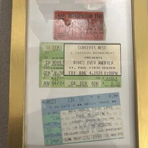 The Beatles,wings,Paul Museum-Quality Framed Concert Ticket Display (1965–1993)